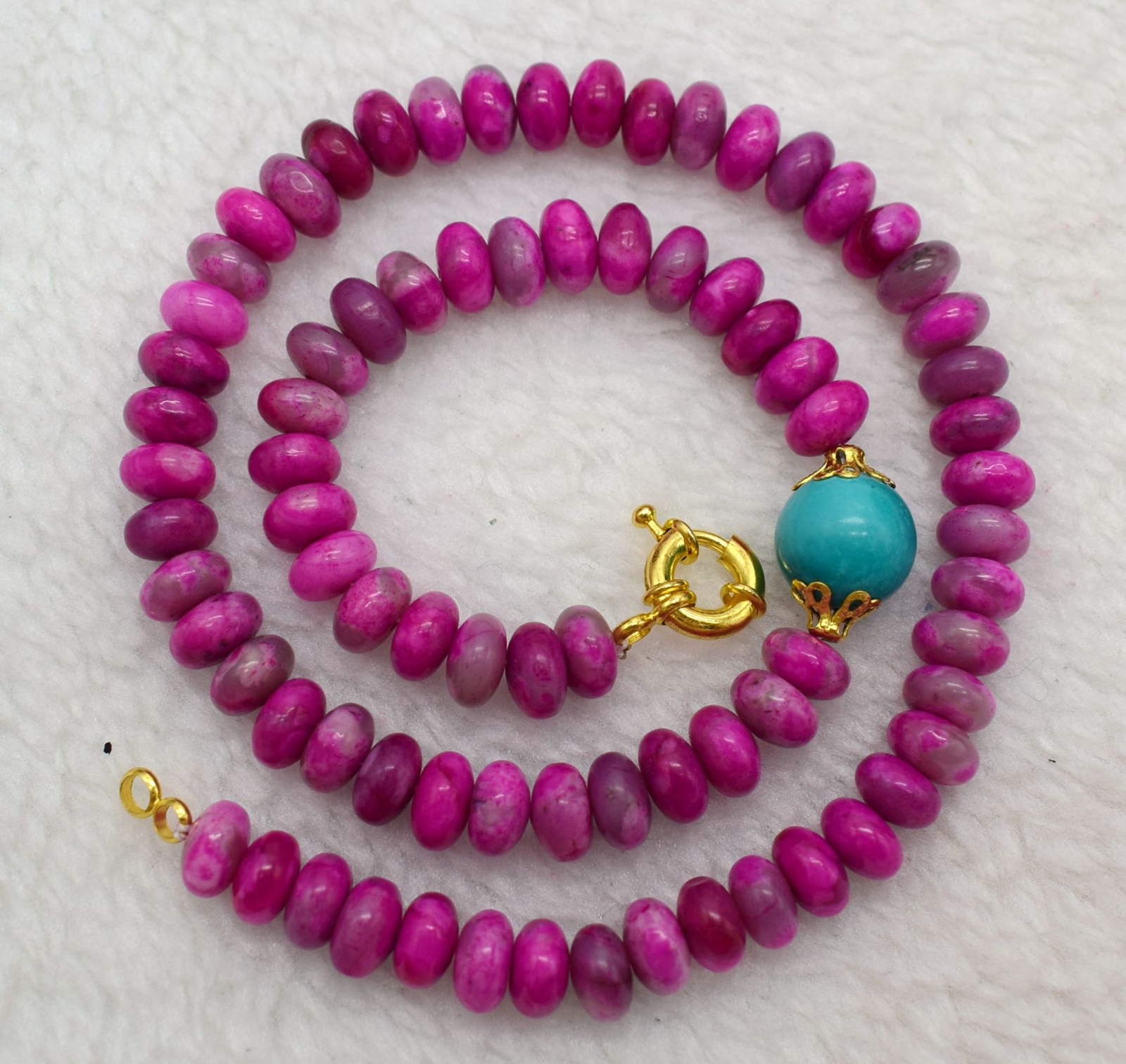New 5x8mm Rose Red Crazy Agate & Turquoise Gems Rondelle Beads Necklace 16-26in