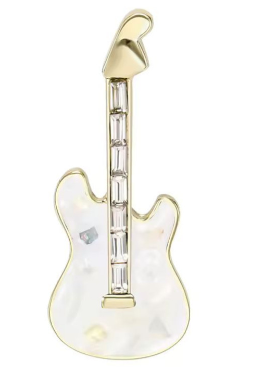 Electric Guitar Brooch Enamel Rock Metal Music Pin Gold Musician Jewelry Gift