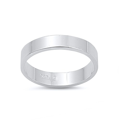 925 Sterling Silver Cigar Band Wedding Ring 4mm Thick Size 4 to 13 NEW