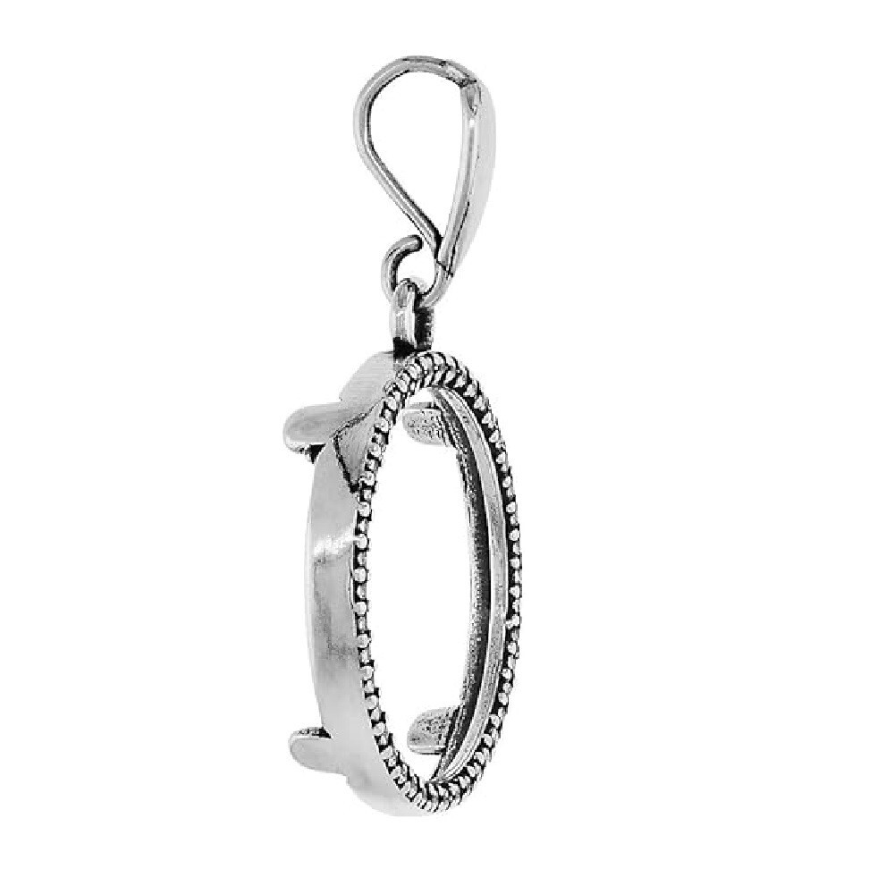 21 mm Sterling Silver Illusion Edge 5 Cent Coin Bezel Pendant, Box Chain