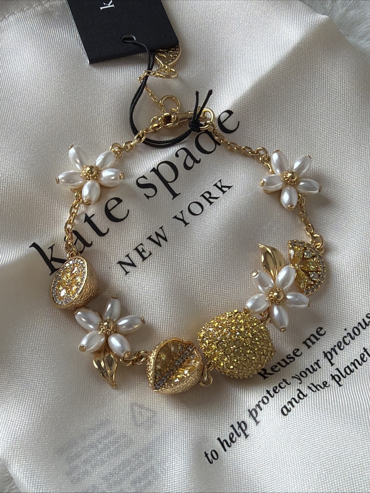 NWT Kate Spade Fresh Squeeze Scatter Line Bracelet Gold Tone