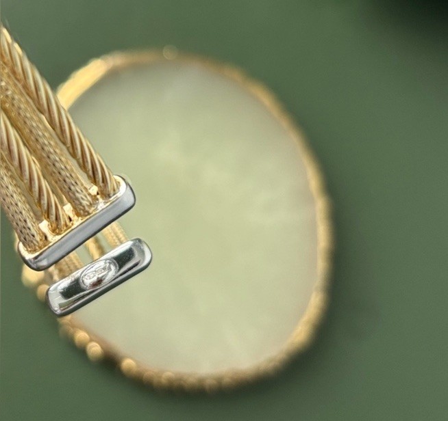 Two-Tone Multi-Band Bangle Bracelet With Crystal Accents