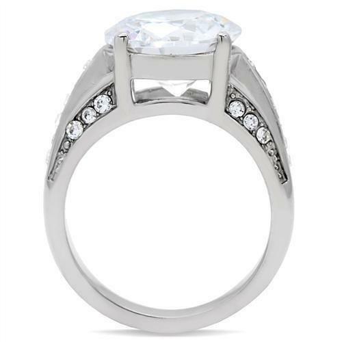 TK187 – High polished (no plating) Stainless Steel Ring with AAA Grade CZ in