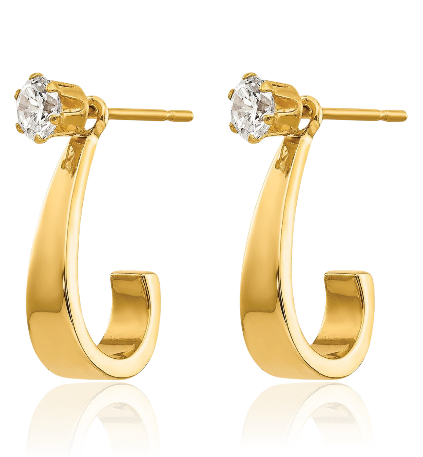14K Yellow Gold Cubic Zirconia Hoop Earring Jackets 21mm 7/8 inch Lightweight,