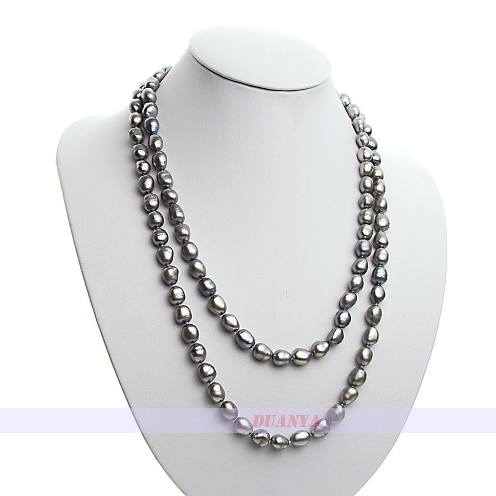 Genuine Natural Huge Gray Baroque Freshwater Pearl Necklace Knotted Strand