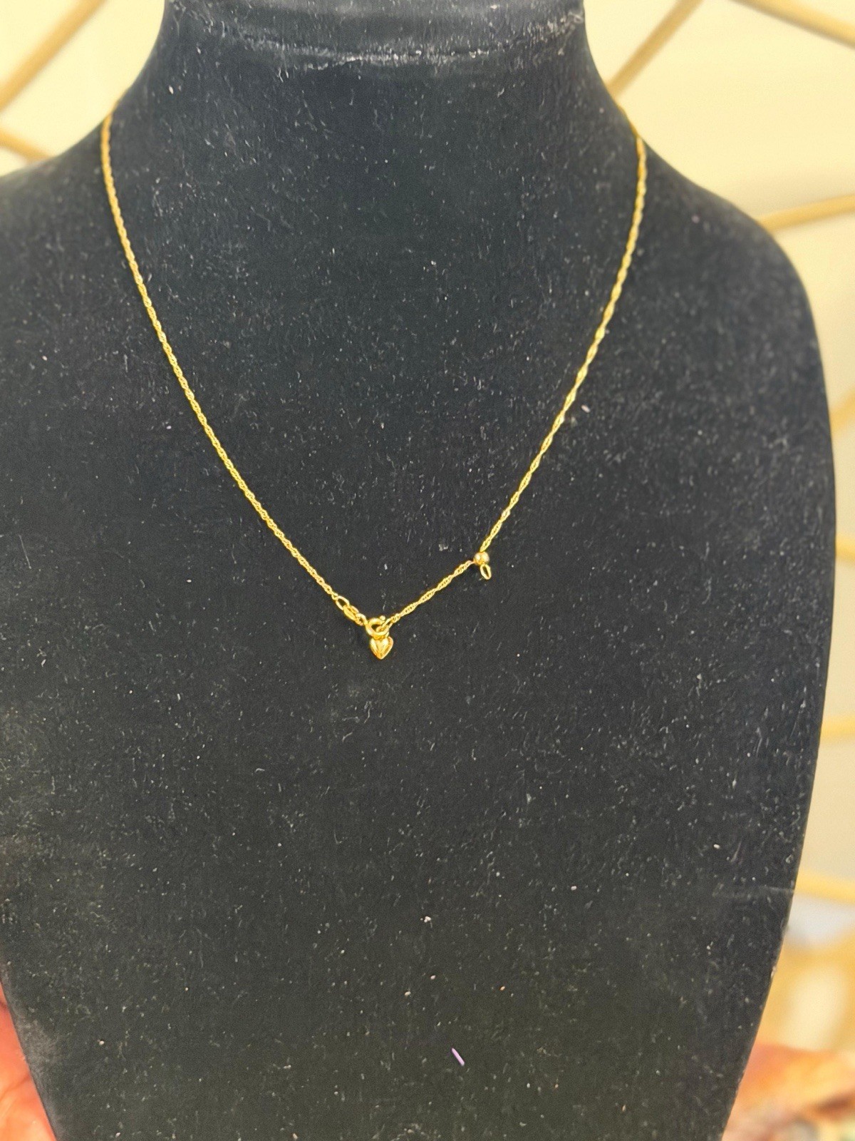 Italy 10k Yellow Gold Rope Chain Necklace Heart Charm 18in Spring Ring