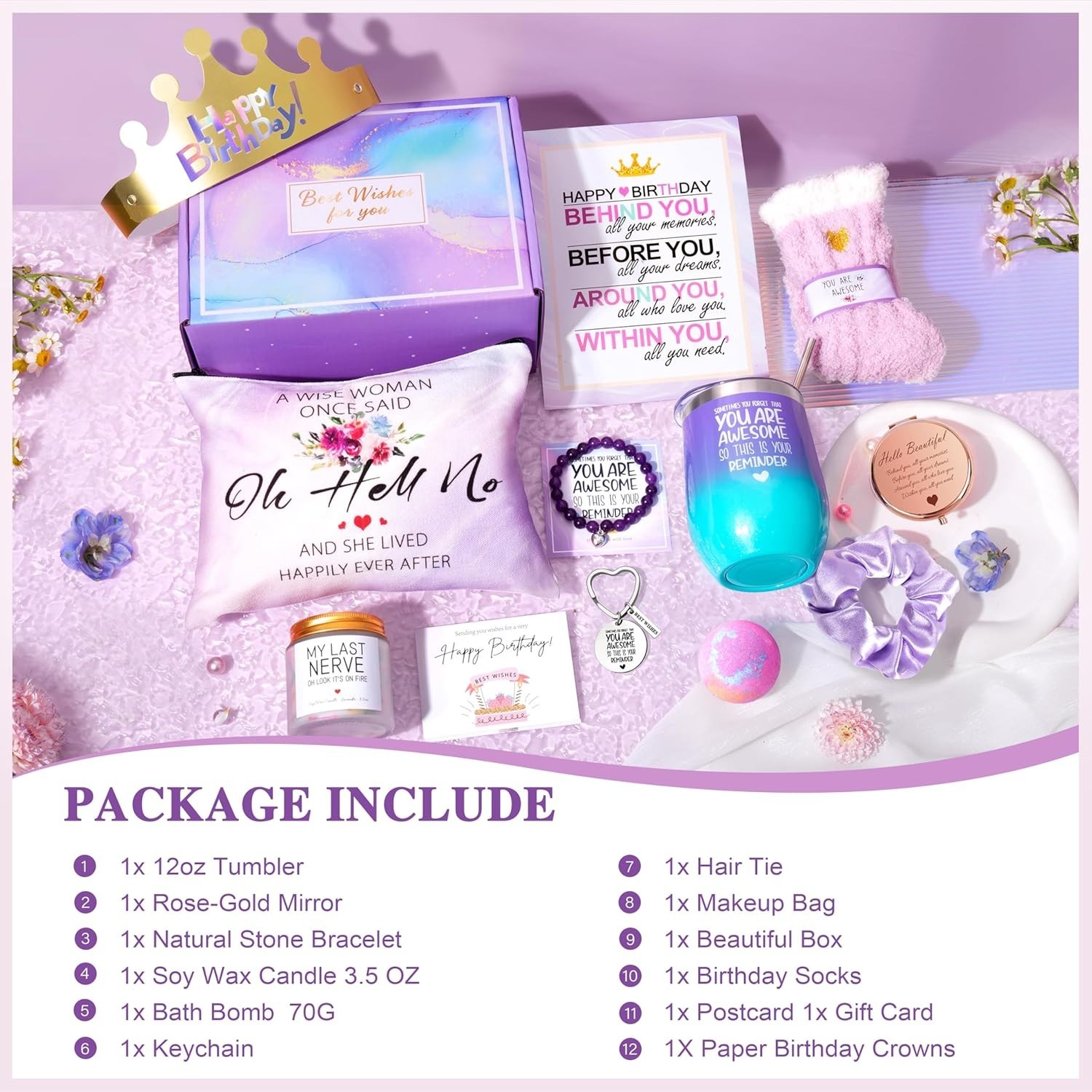 Elegant 14-Piece Birthday Gift Set for Women – Unique Tumbler & Accessories