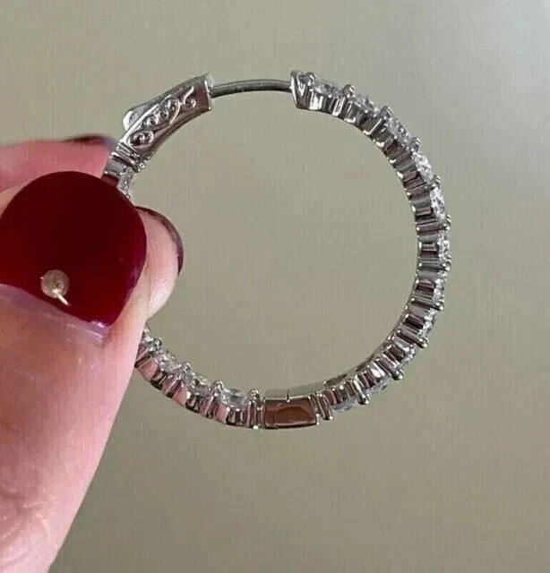 2Ct Round Lab Created Diamond Women’s Huggie Hoop Earrings 14K White Gold Plated