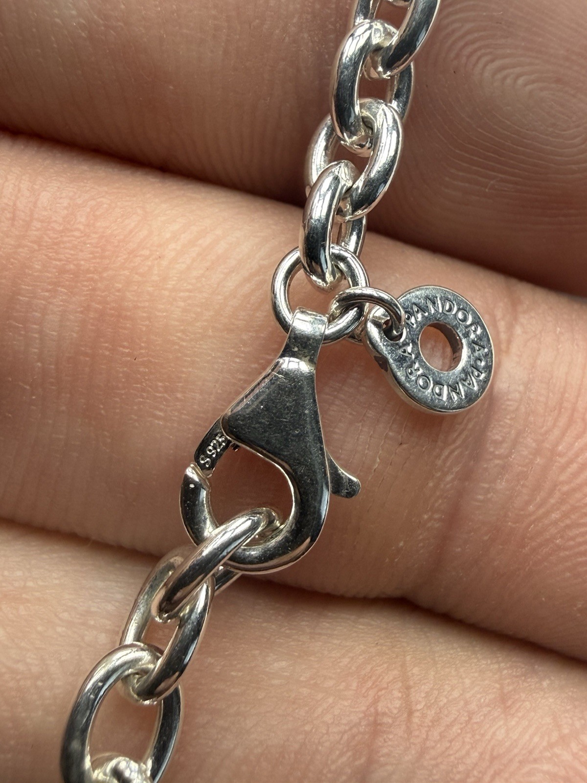 Authentic Pandora Sterling Engravable ID TAG Cable Link 7.8” Bracelet 11.7g