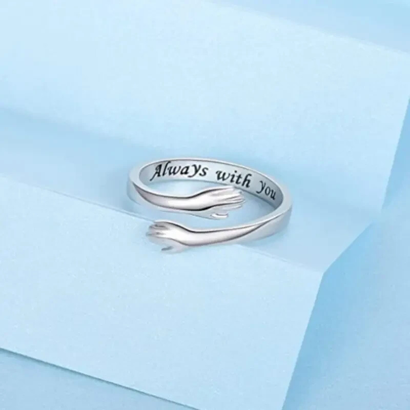 *Zero Tariff* *NEW* Hugging Arms Stainless steel Ring Adjustable Fits Sizes #5-6