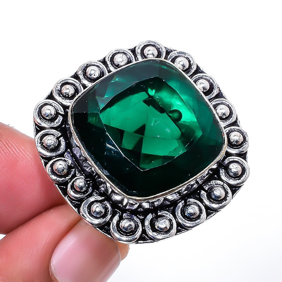 Chrome Diopside Gemstone 925 Silver Plated Jewelry Ring s.6 M1531