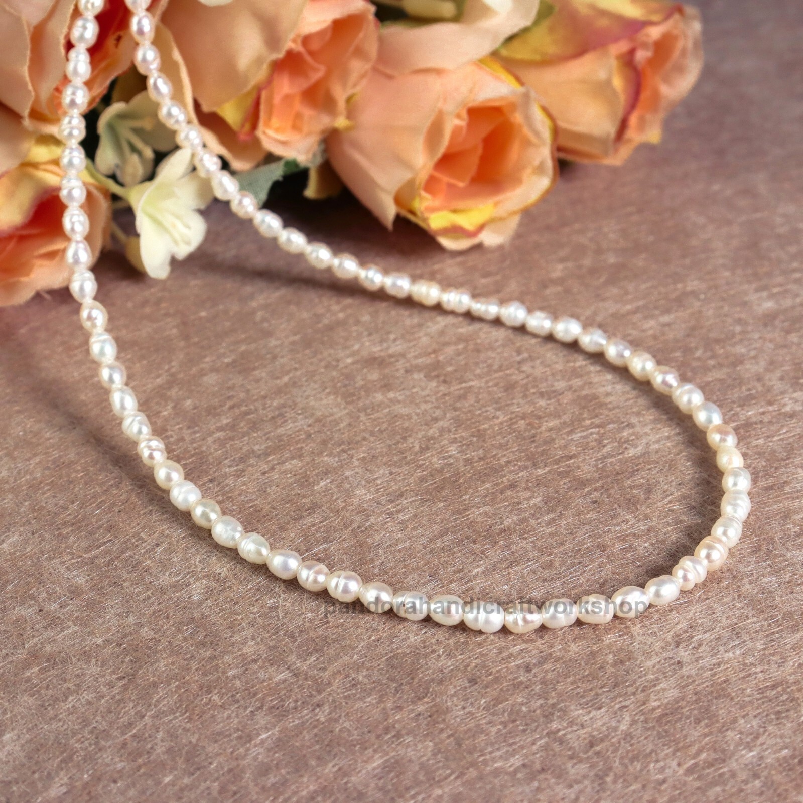 Tiny Freshwater Rice Pearl Beaded Dainty Choker Necklace June Birthstone Gifts