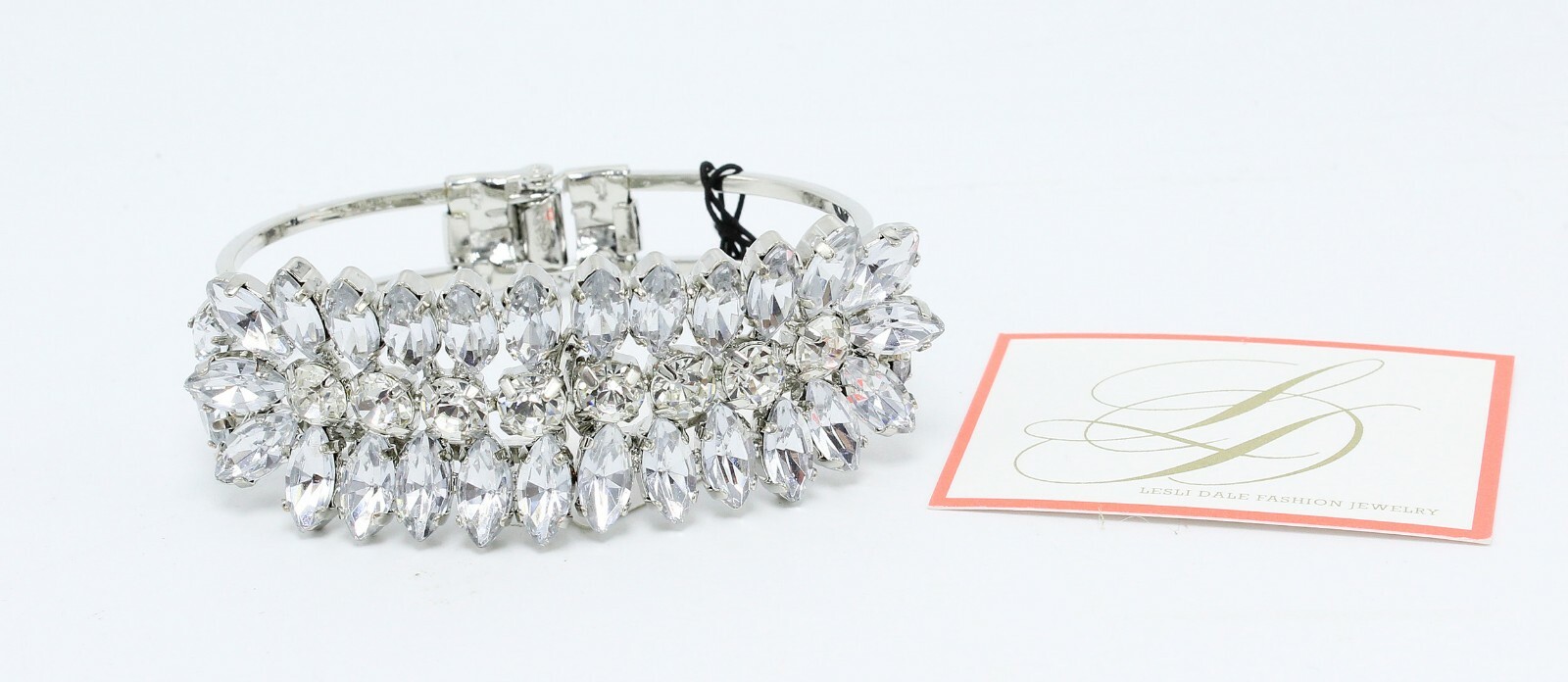New Lesli Dale Rhinestone Crystal Hinged Bangle Bracelet #LD1