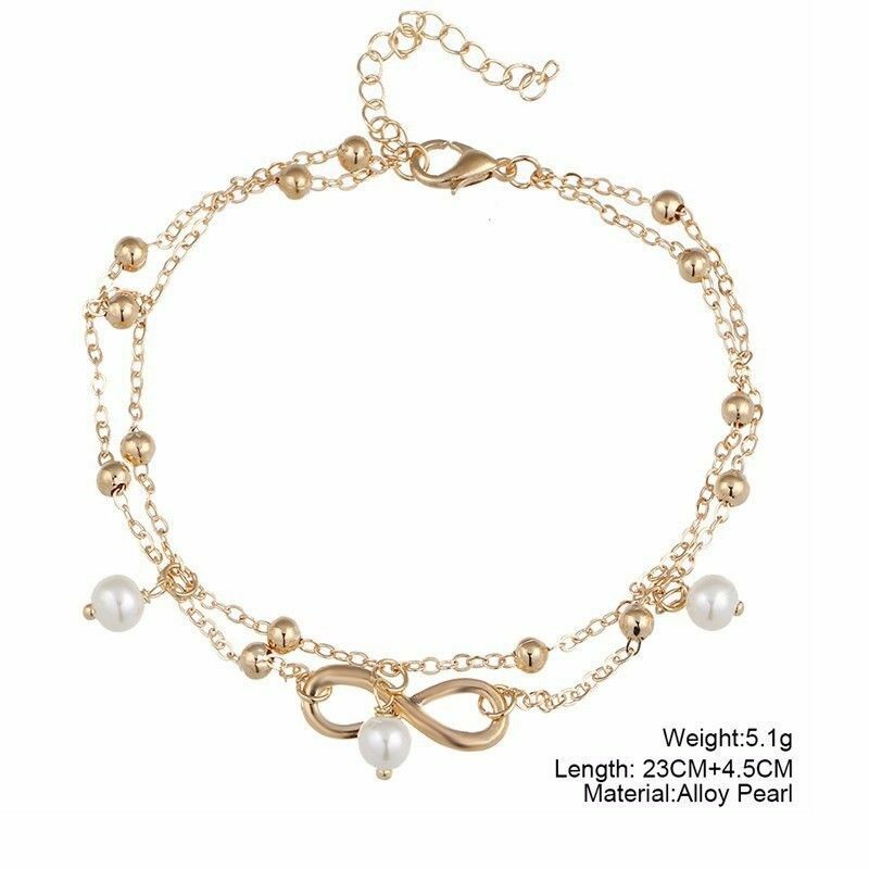 Women Double Ankle Bracelet 925 Silver Anklet Foot Jewelry Girl’s Beach Chain US