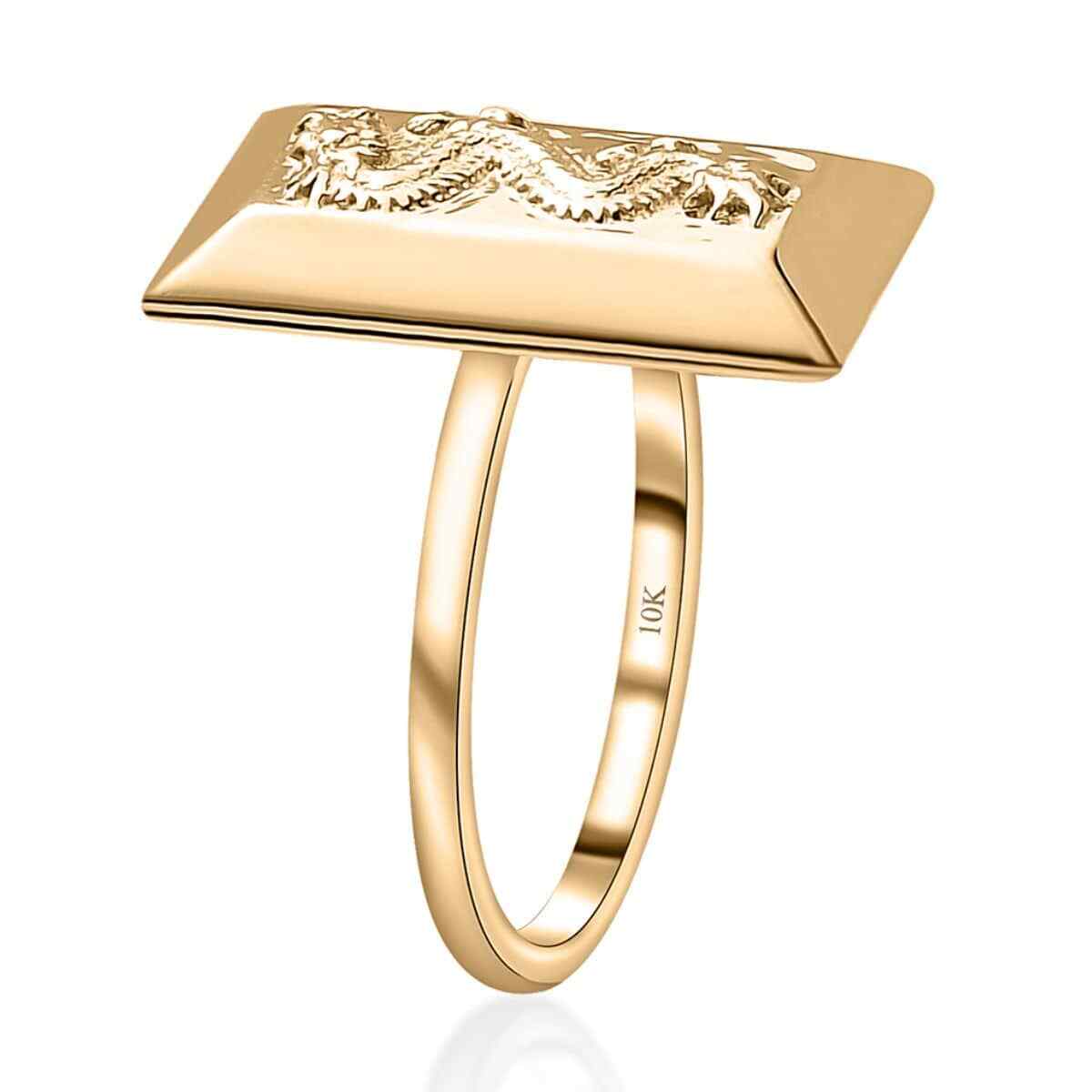 GORGEOUS!! 10K Yellow Gold Dragon Bar Ring 2.25 Grams Size 6.0