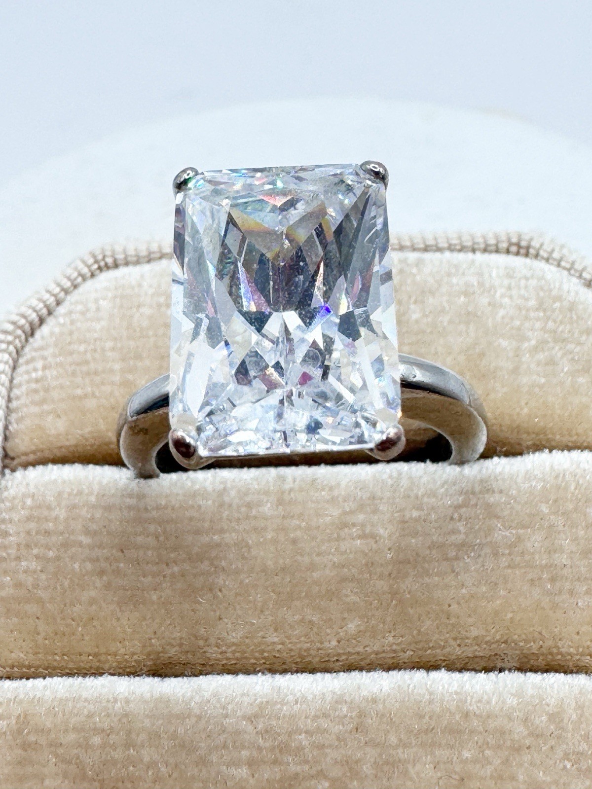 Palm Beach Jewelry Large Marquise Cubic Zirconia CZ Silver Cocktail Ring Size 7