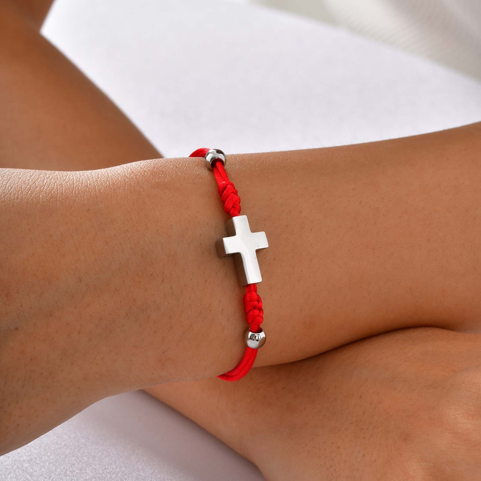 Red Rope Cross Bracelet Faithful Fashion Jewelry for Church Birthday Gift Women
