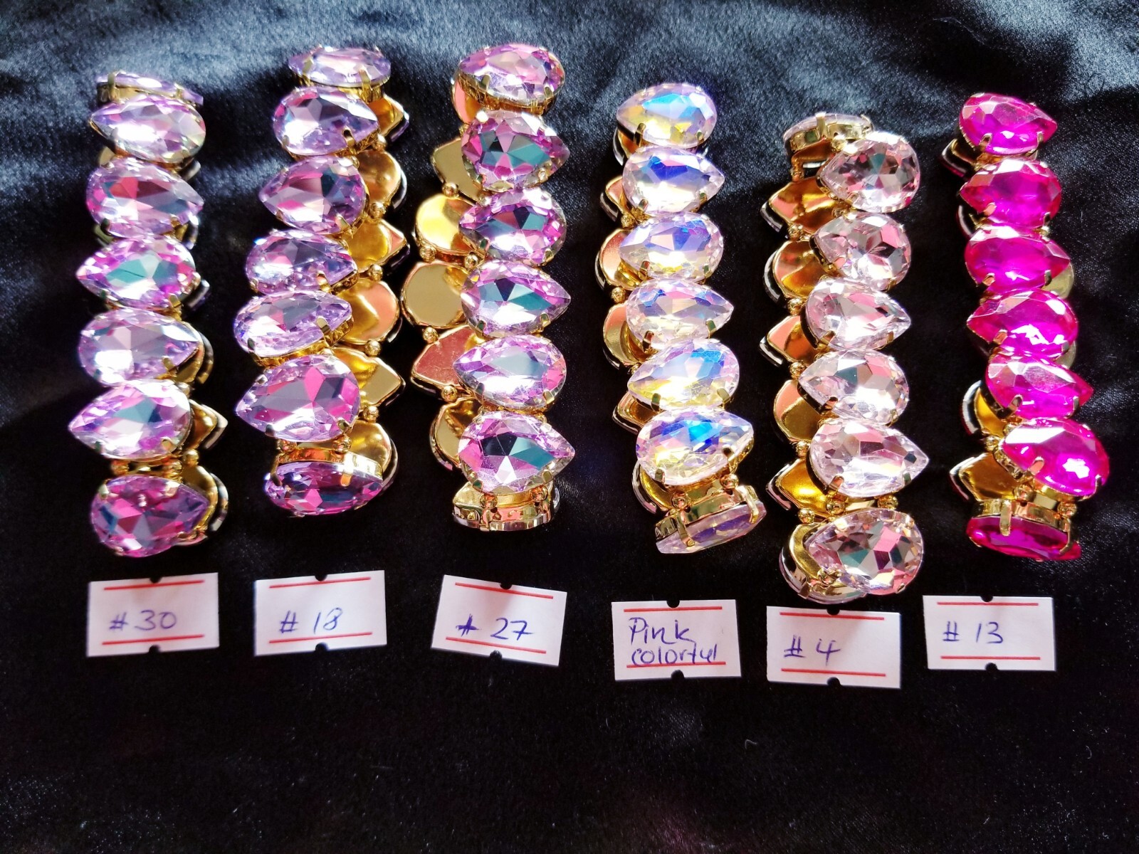 Rhinestone Crystal Stretch Bracelet Many Colors, Prom Stage Wedding or Pageant