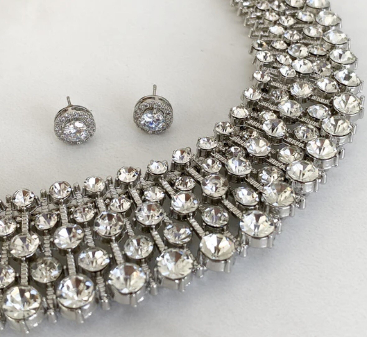 Jewels By House Of Aria Kiara Silver Statement Necklace ONLY Choker Boxed NIP