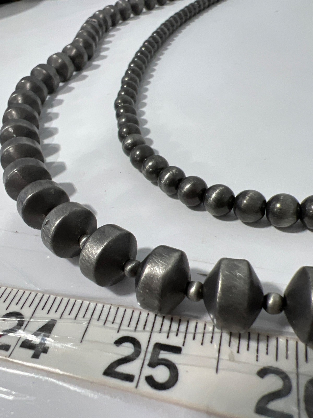 Isac Navajo Beads Necklace Two Strand Layered Silver Tone Western Cowgirl NEW