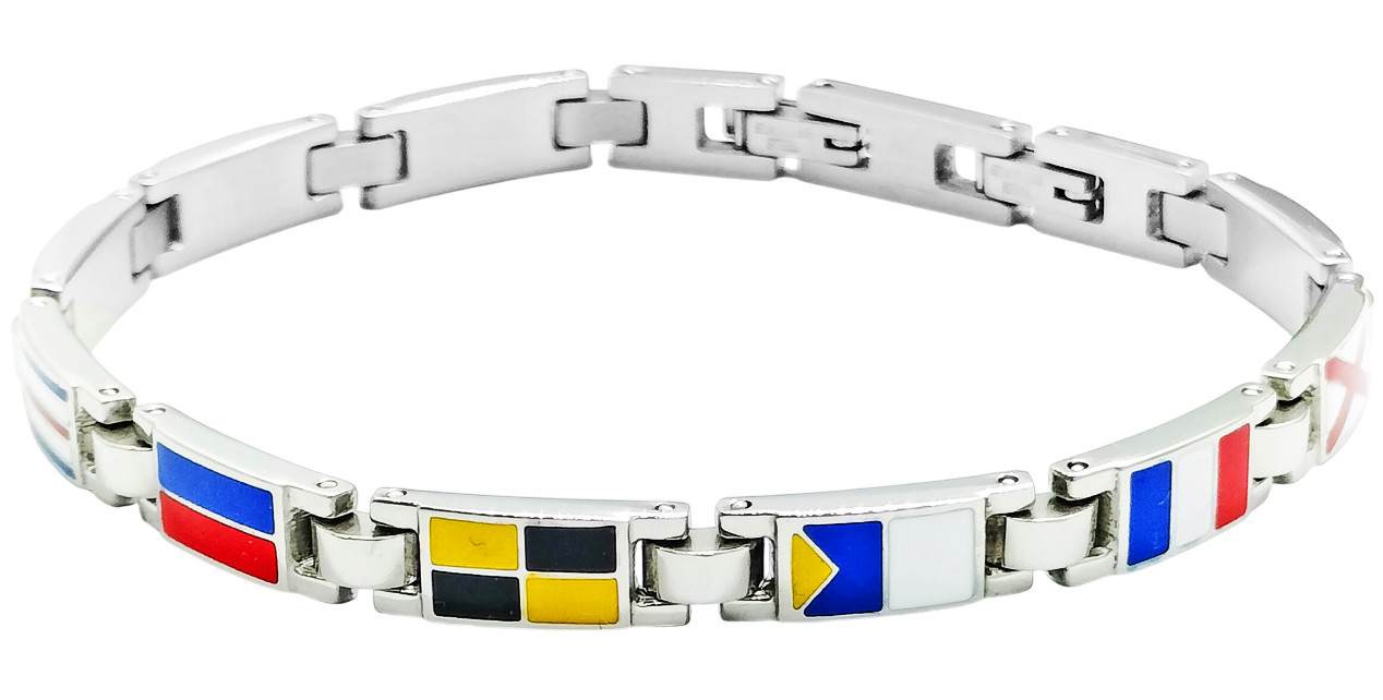 Men’s Steel Nautical Flags Enamel Bracelet Nautical Flags Adjustable