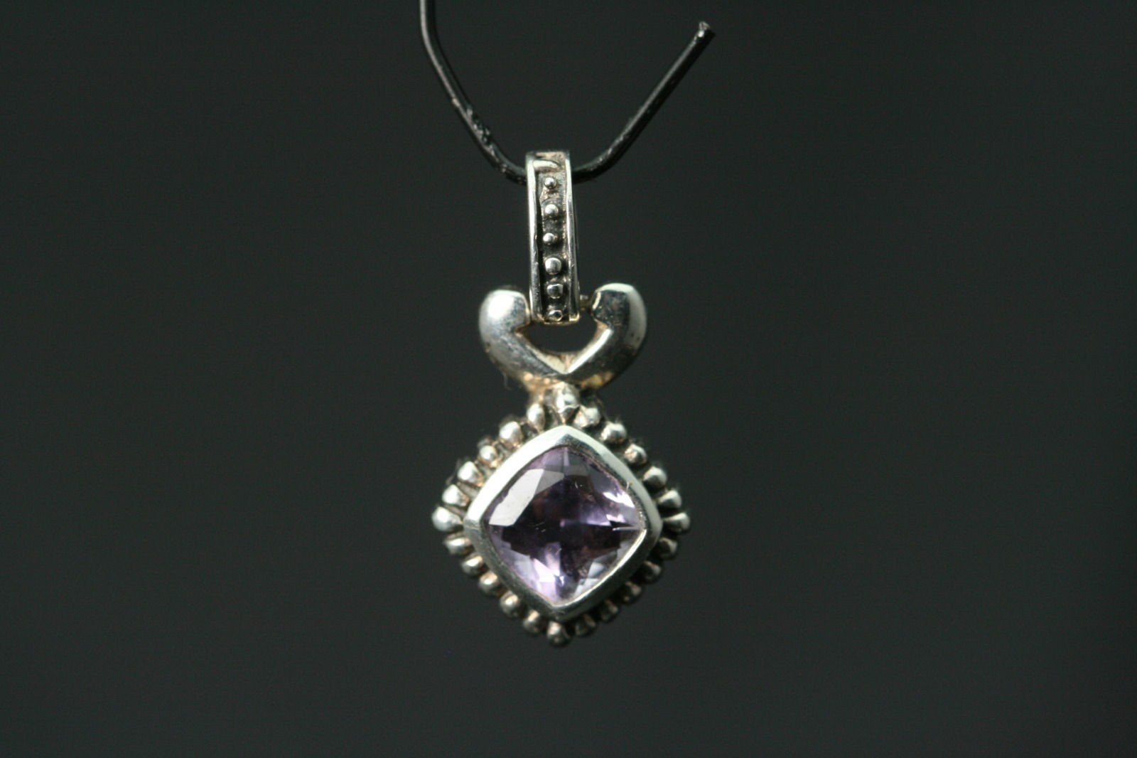 925 Sterling Silver Synthetic Purple Stone Drop Pendant 2.7 Grams (PEN1935)