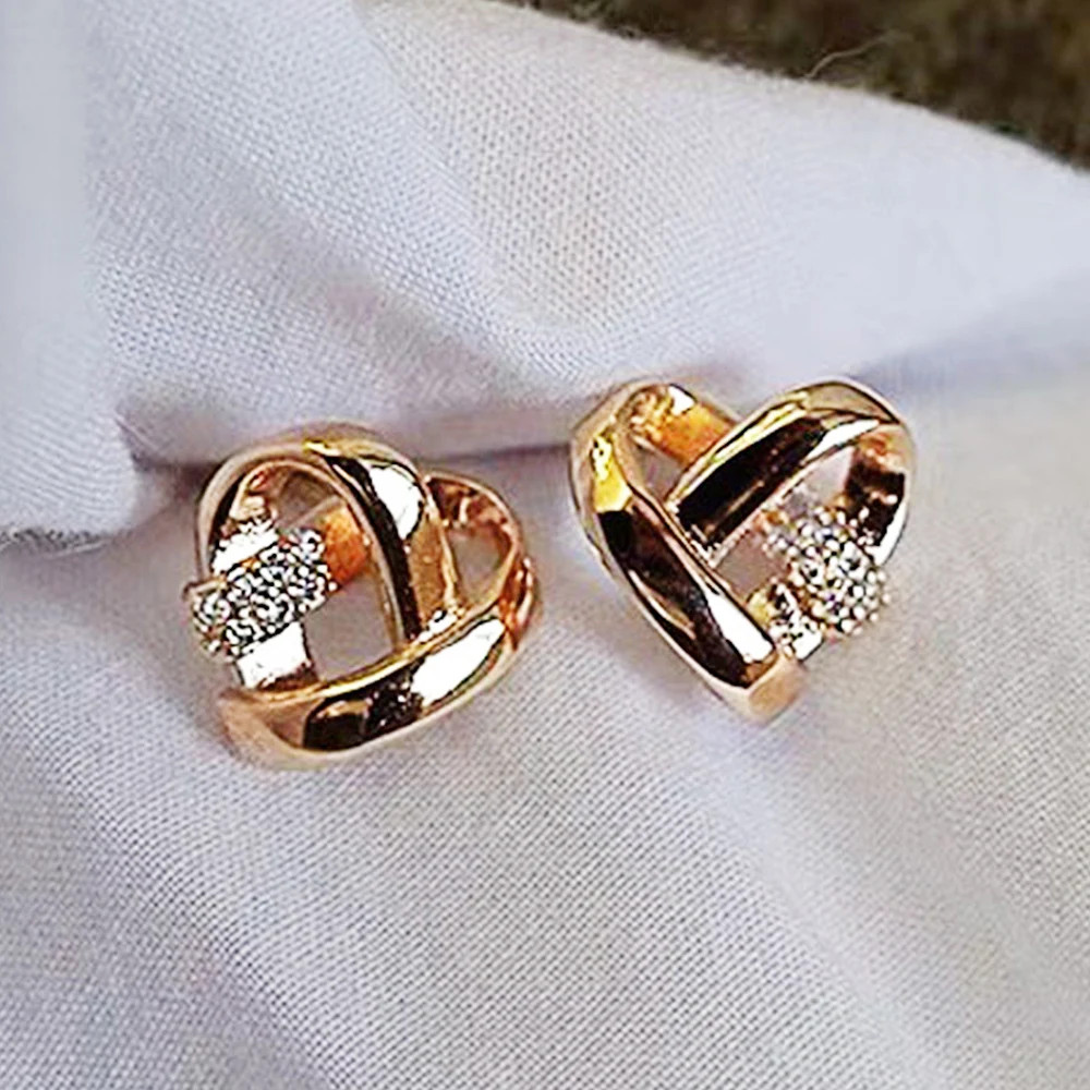 Huitan Eternity Love Earrings Ear Stud Piercing Silver Color/Gold Color Fashion