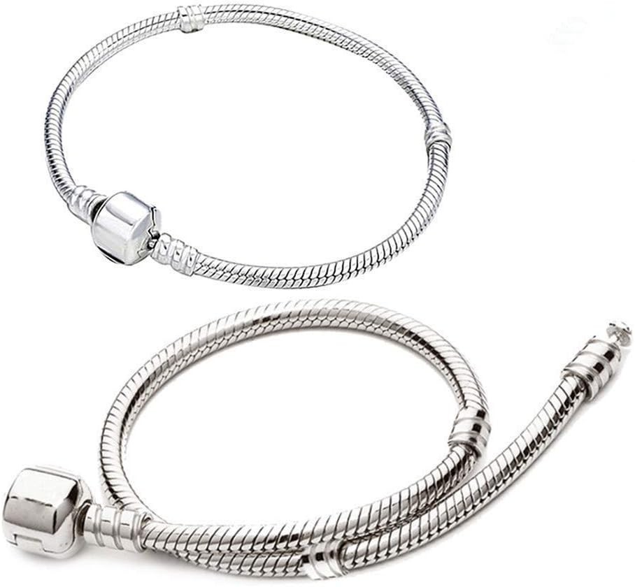 Elegant Silver-Plated Snake Bracelet Chain with Snap Barrel Clasp – 8.3 Inches