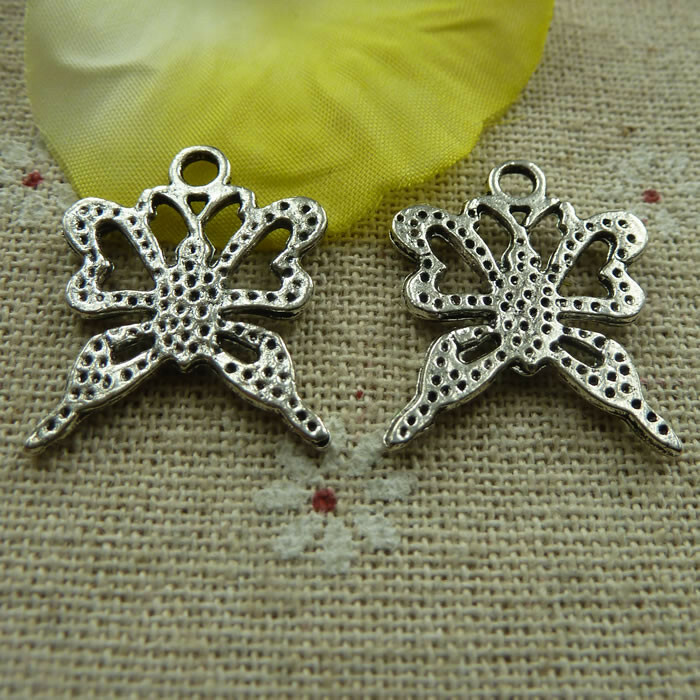 Free Ship 84 pcs tibetan silver butterfly charms 24X19mm L-4001
