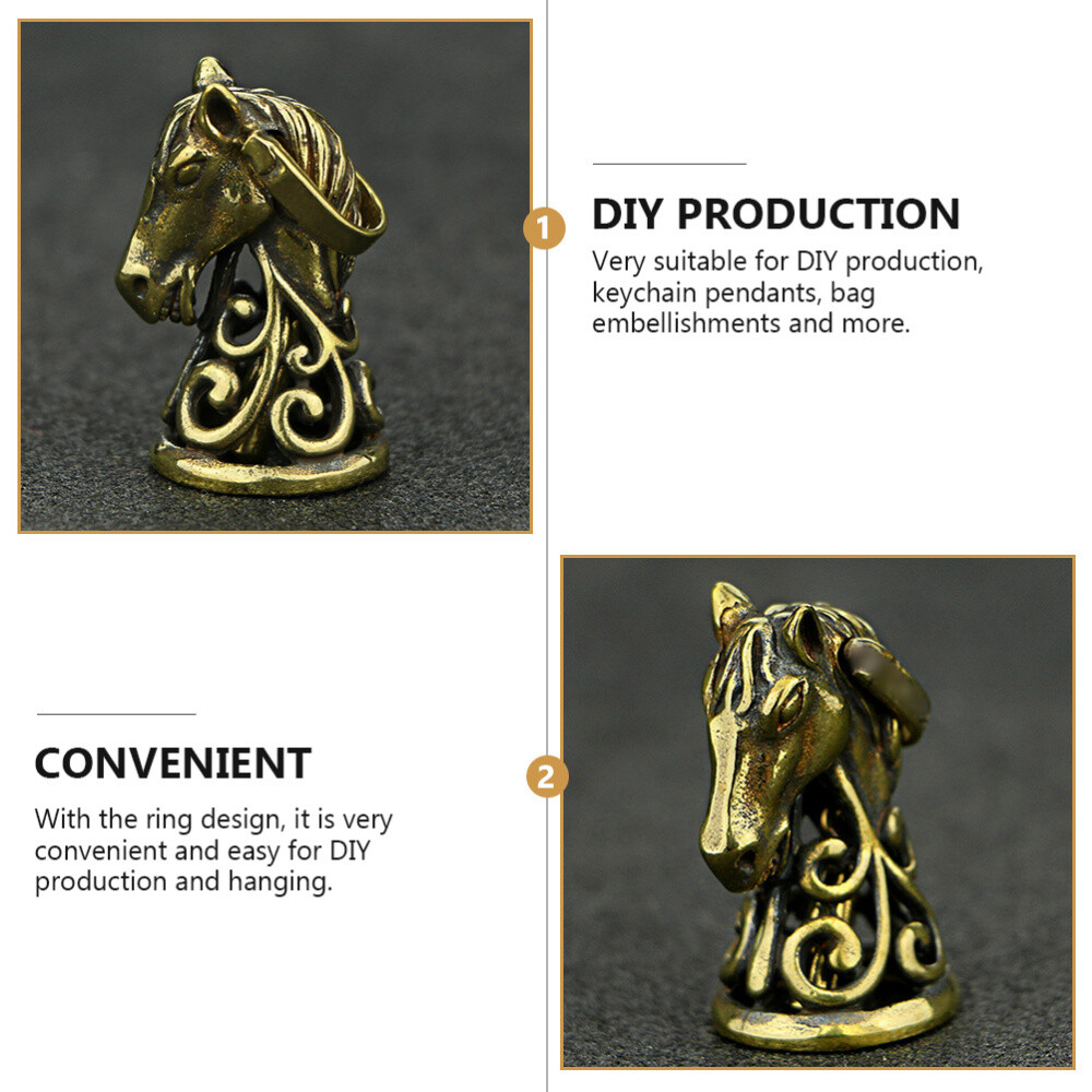 Vintage Horse Cast Iron Brass Bell Antique Pendant Keychain Bronze
