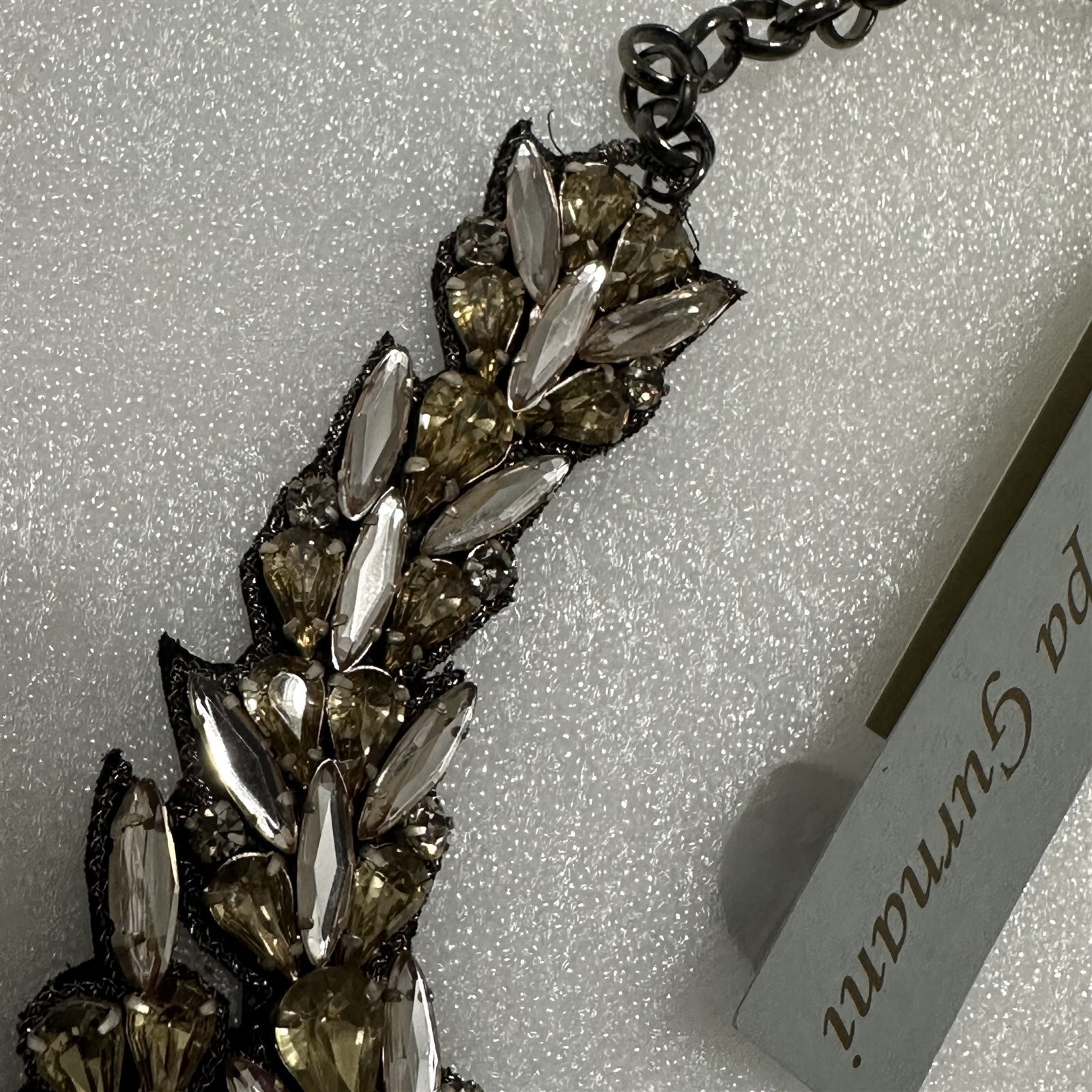 Deepa Gurnani Crystal & Suede Beaded Statement Necklace NEW Empress of Aria