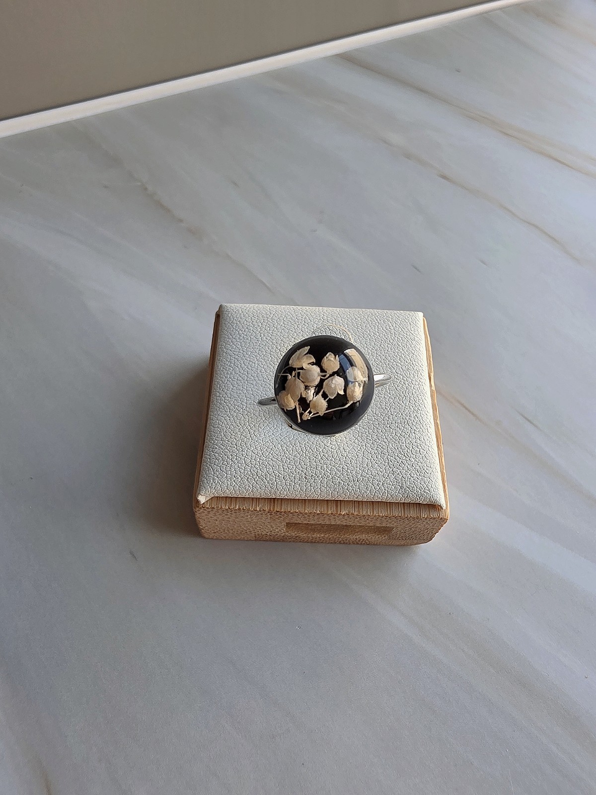 Pressed Flower Rings Resin Botanical Dried Preserved Flowers 925 Silver Jewelry