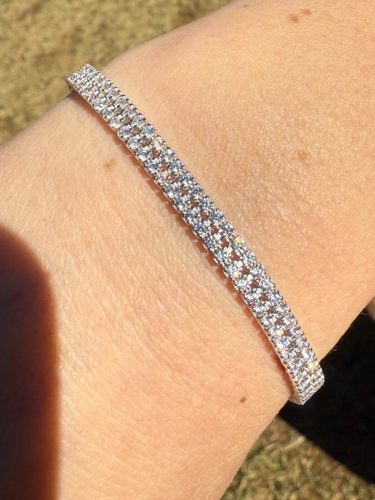 5ct Round Simulated Diamond Stunning Tennis Unisex Bracelet 14kWhite Gold Plated