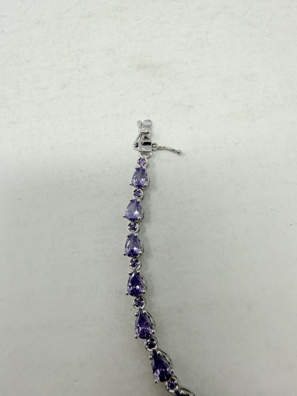 Shop LC Simulated Amethyst Silvertone Tennis Bracelet 8.00 In TGW 8.82 cts. 5590