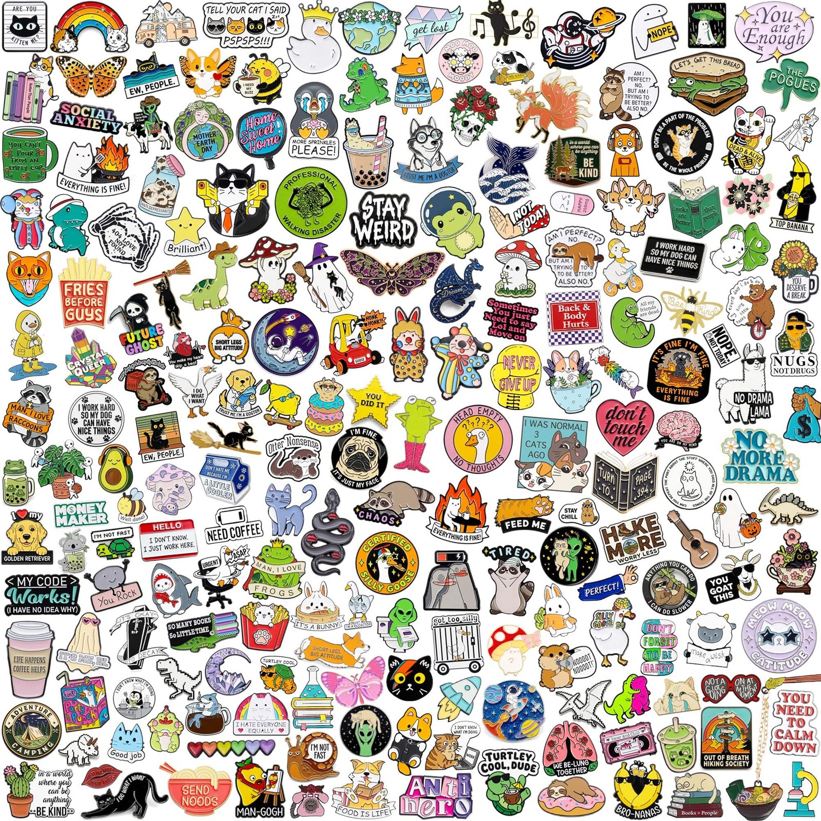 20/40/50 PCS Cute Enamel Pins Bulk, Funny Backpack Pins Aesthetic Lapel Badge…