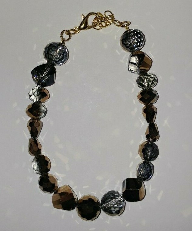 Exquisite Gold, Black & Silver Faceted Glass Beads Gold Plated Set