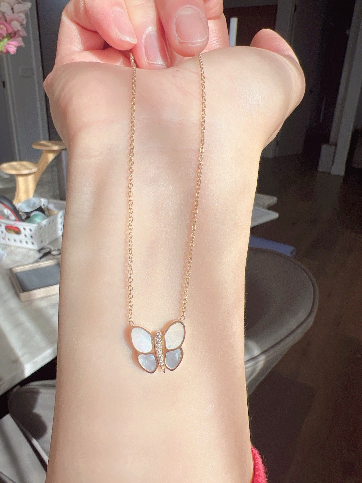 Good Quality Fashion Mother Of Pearl Butterfly Pendant Fashion Necklace