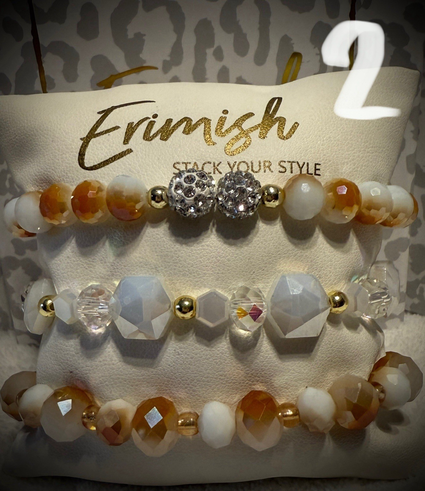 New ERIMISH Bracelets- 3 Pc – Caramel, White & Gold-CHOICE OF STYLE #1, #2 or #3