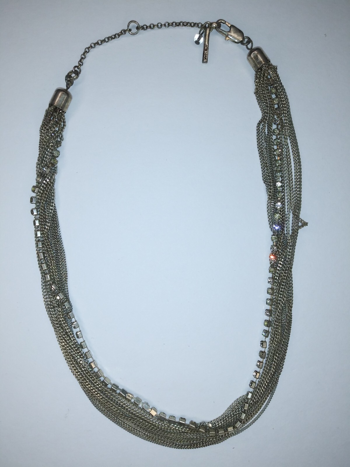 Multi-strand Chains Design with Rhinestones Necklace Fashion Costume Jewelry