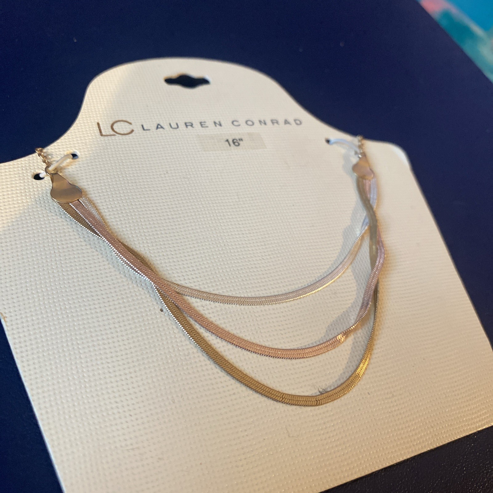 Lauren Conrad Necklace Gold and Silver Tone Chain Jewelry Gift Three 3 Layers