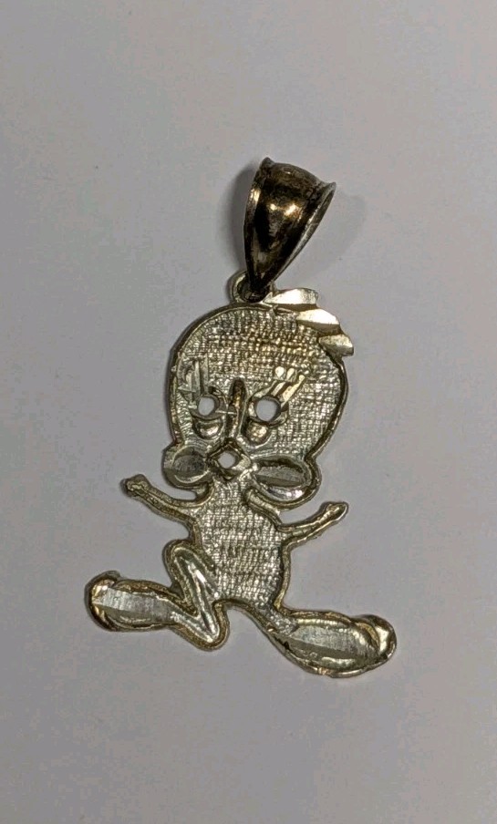 Vintage 925 Sterling Silver Cartoon Bird Pendant Charm 1.6g Cute Character