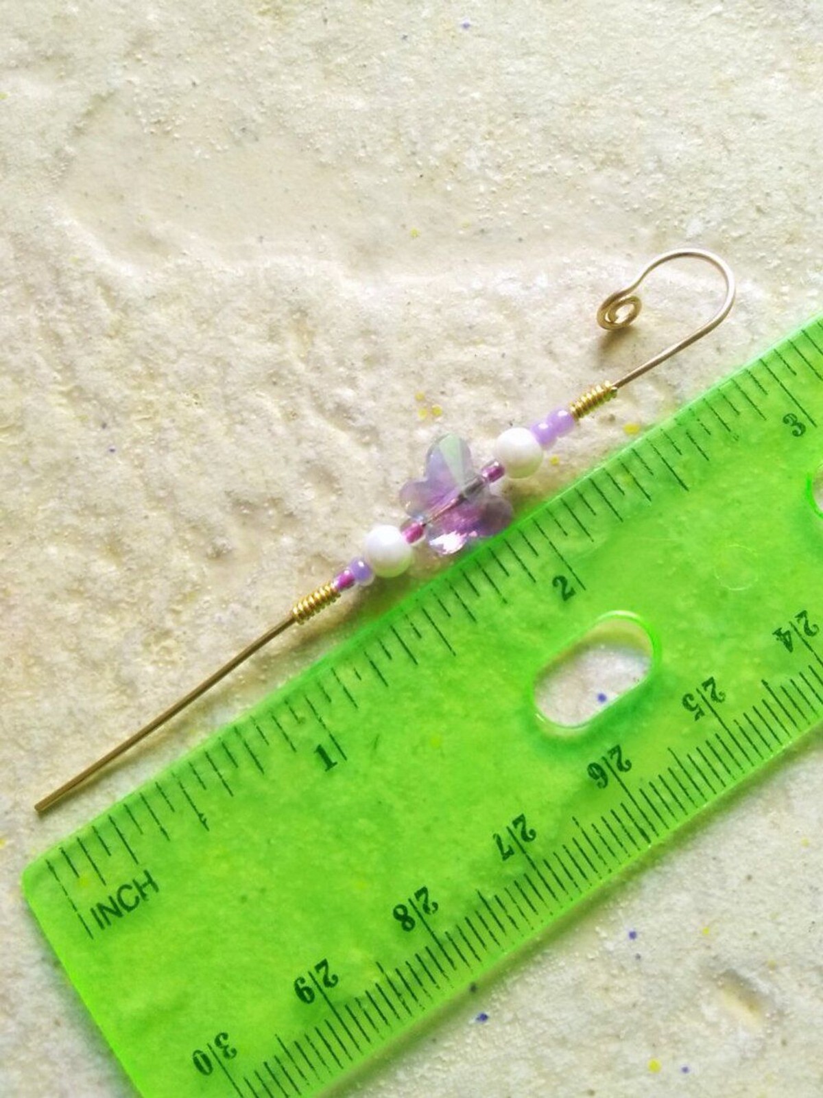 Romantic Lilac Butterfly ~ Helix Hook Needle Earring, Ear Needle, Ear Crawler