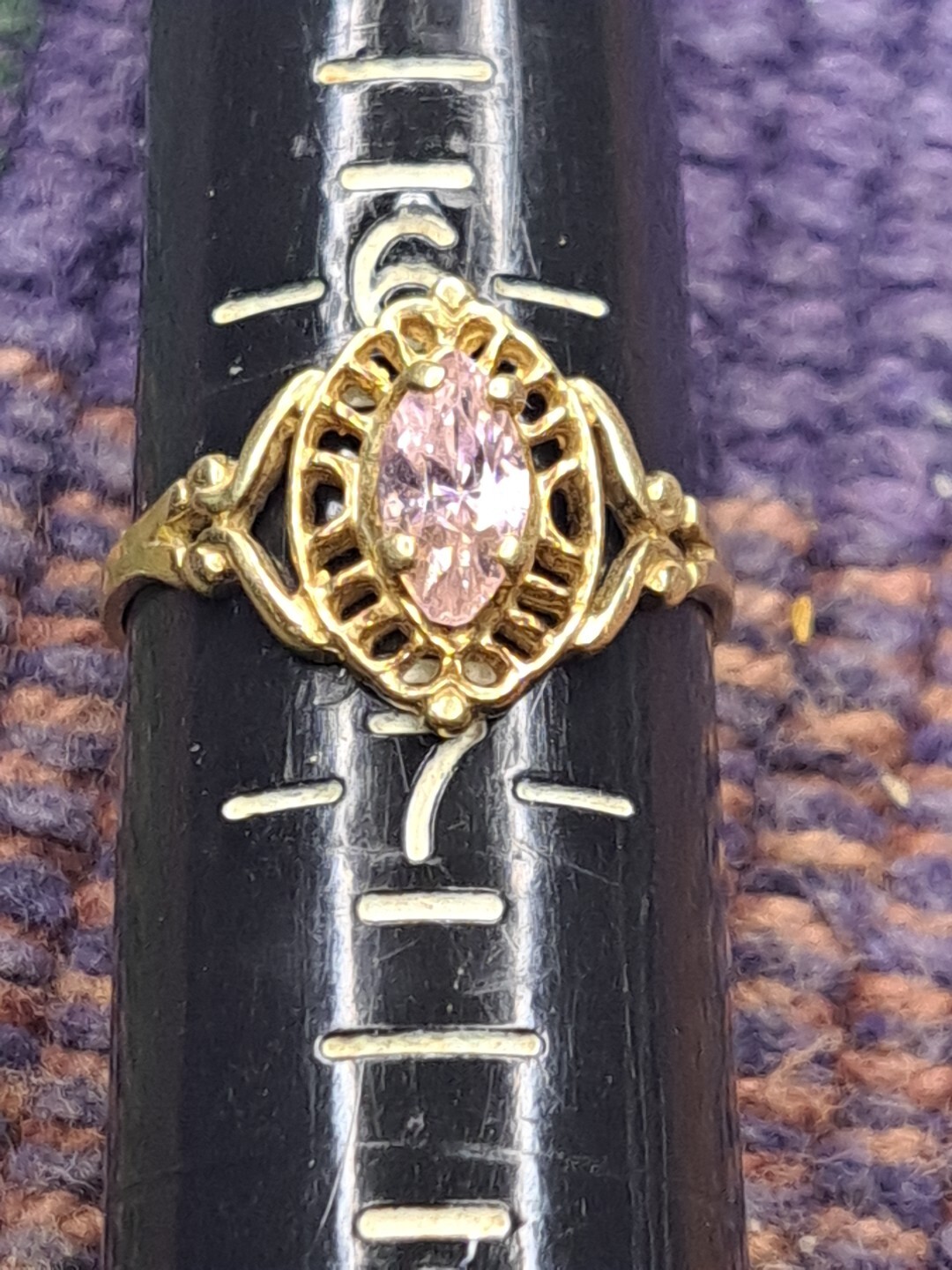 Ring 1 Carat Pink Gemstone Ring in 10K Solid Yellow Gold Size 6.5 11-14