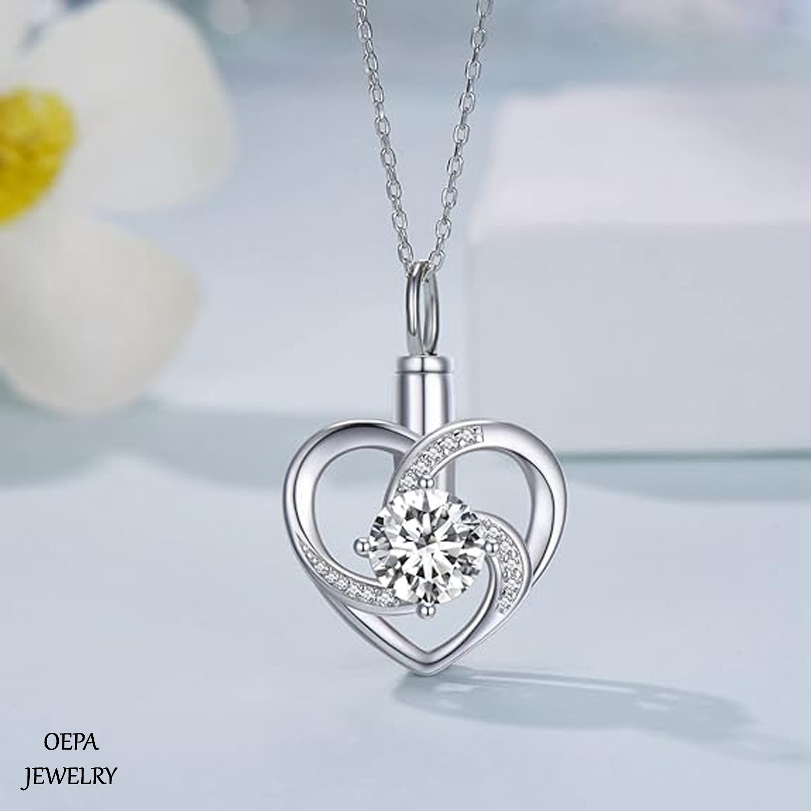 Heart Urn Necklace 925 Sterling Silver for Ashes Cremation Keepsake Necklace