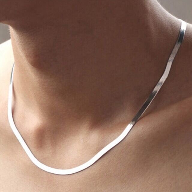 Stunning Silver Filled 4MM Slim Flat Snake Chain Necklace Mens & Womens 18″- 24″