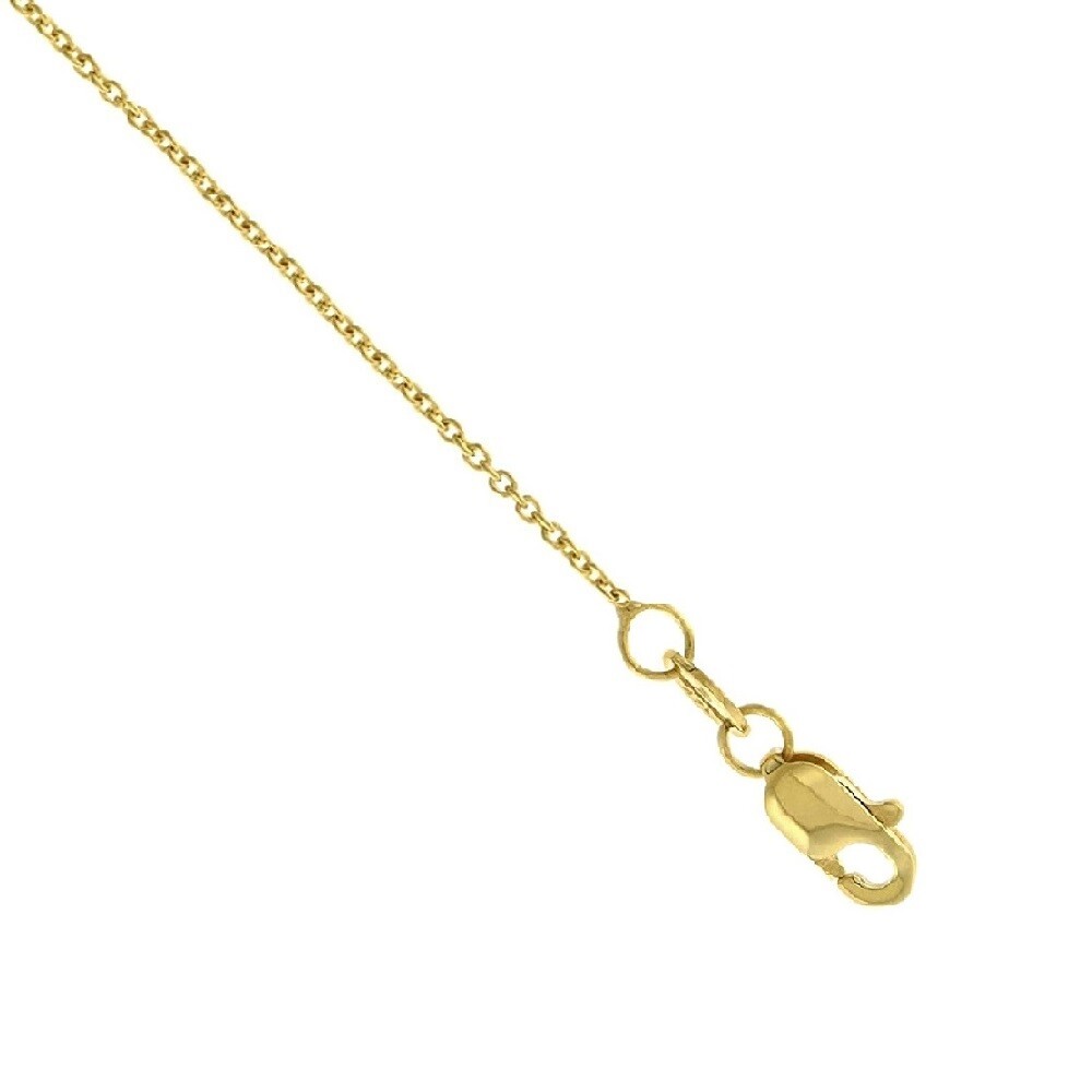 16mm 14K Yellow Gold CZ Stones Holy Spirit Dove Pendant Charm, 0.8mm Cable Chain