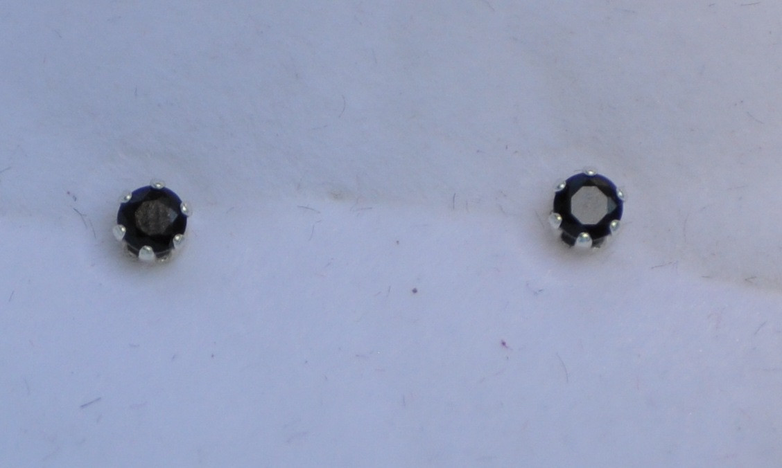 3.0-3.6MM ROUND EARTH MINED BLACK SPINEL STUDS HANDCRAFTED IN STERLING SILVER