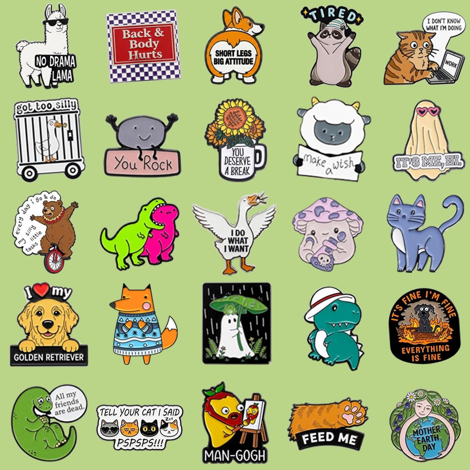 20/40/50 Pcs Cute Enamel Pins Bulk, Funny Backpack Pins Aesthetic Lapel Badge…