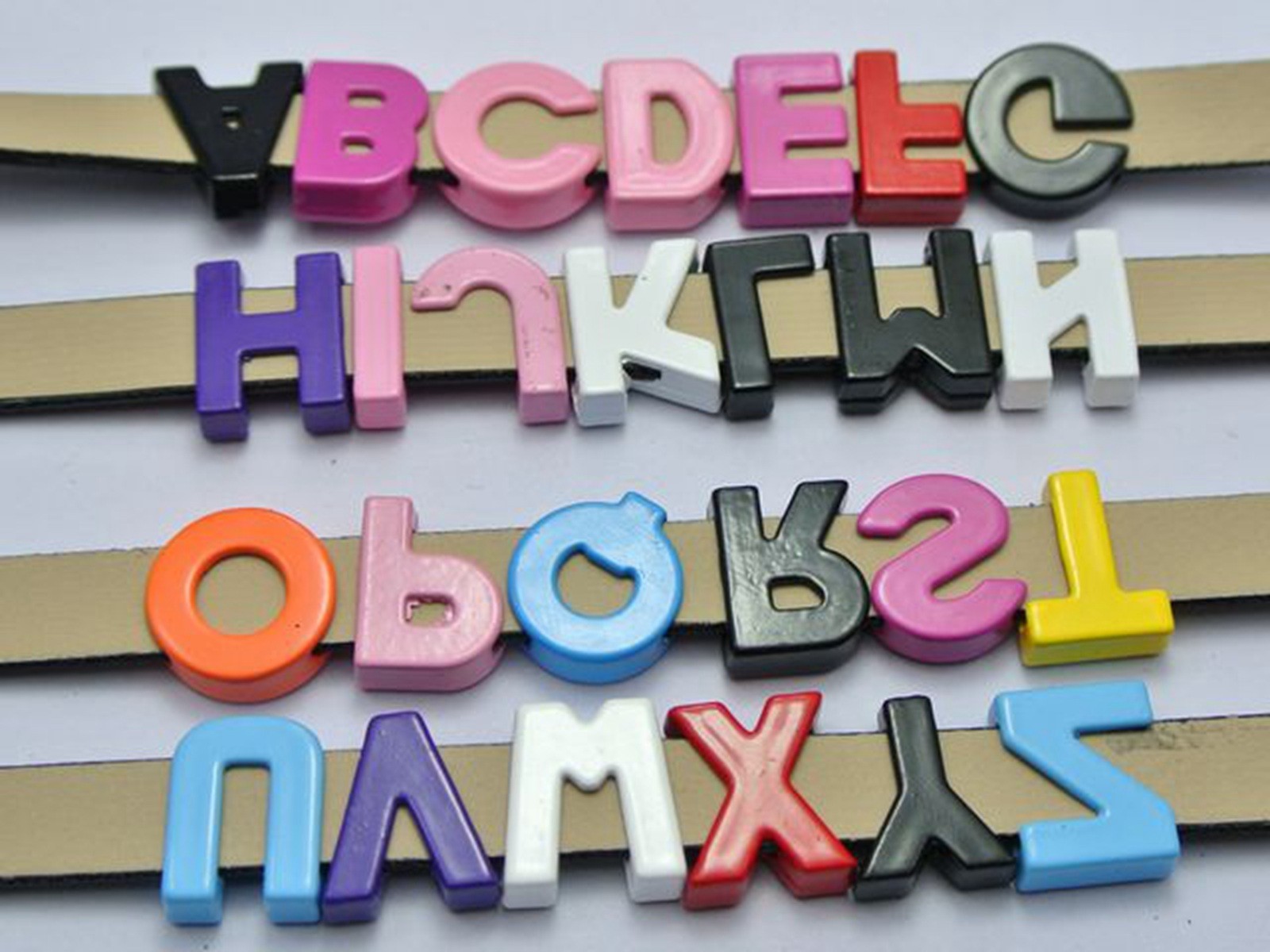 26 Alloy Full Rhinestone Alphabet Letter “A-Z” Slide Charms Fit 8mm Wristband