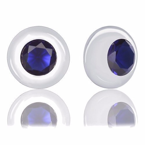 Orrous 18k Gold Plated Bezel Cubic Zirconia Solitaire Stud Earring 5 carats Blue